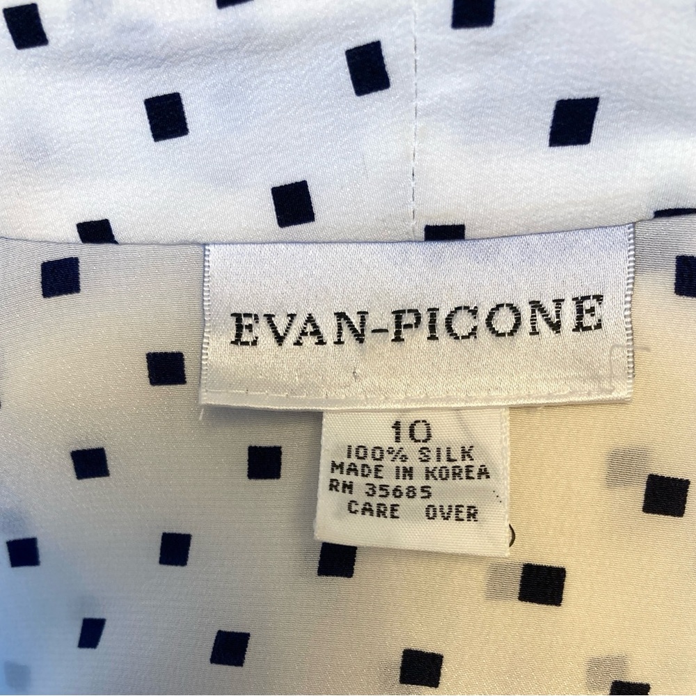 Evan Picone Silk Top Peplum white Black Euc 10 Classy - Picture 3 of 6